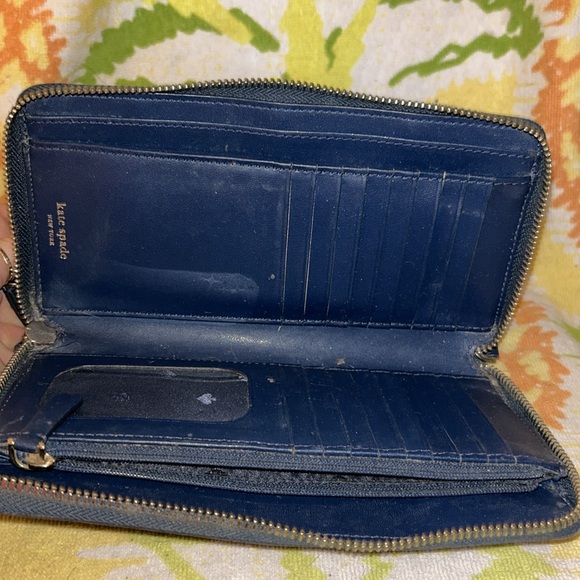 Kate Spade pebbled navy leather zip wallet large - Picture 3 of 9